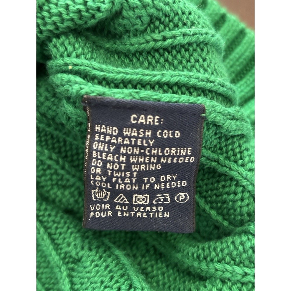 Ralph Lauren Sport Cable Knit Sweater Womens Medium Green Short Sleeve Pony - Picture 7 of 9